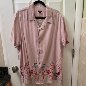 Express Light Pink Floral Button Down Shirt